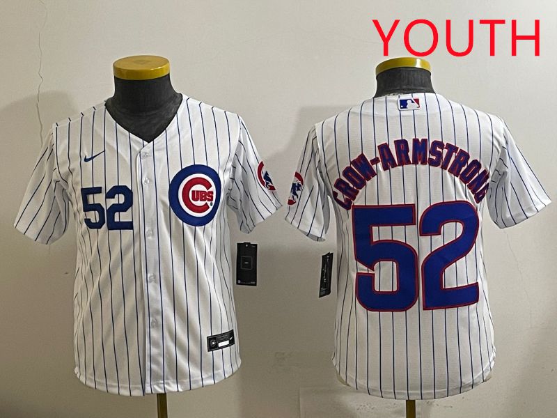 Youth 2025 Chicago Cubs #52 Crow-Armstrong White Stripe Game Nike MLB Jersey style 3->youth mlb jersey->Youth Jersey